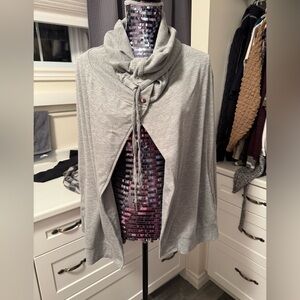 3/$30 Cable and Gauge cowl neck wrap style sweater sweatshirt cardigan gray L